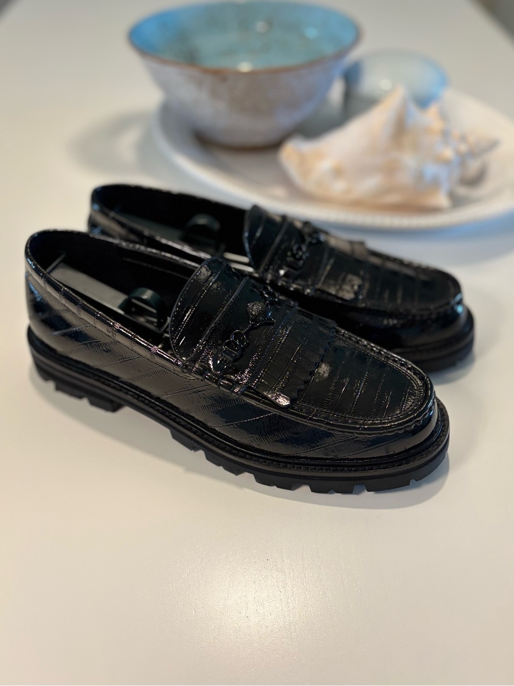 Kurt Geiger Croc‑Embossed Leather Loafers 43.5 Brand New